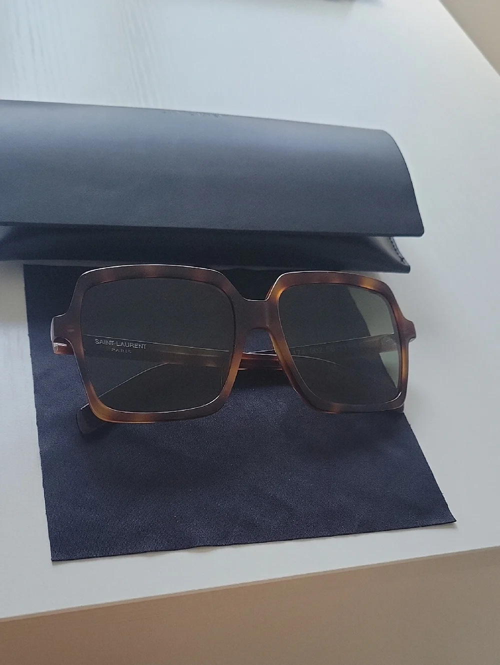 Saint Laurent Tortoiseshell Square Sunglasses - Picture 2 of 12